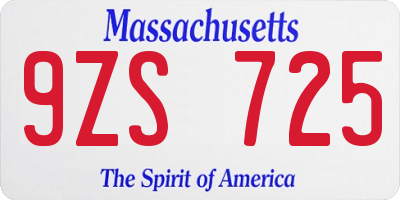 MA license plate 9ZS725