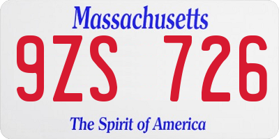 MA license plate 9ZS726