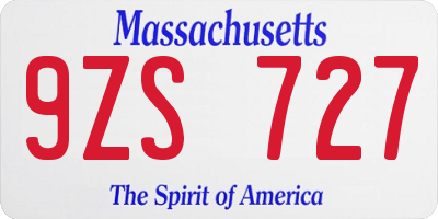 MA license plate 9ZS727