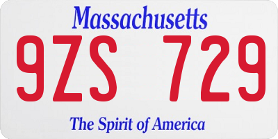 MA license plate 9ZS729