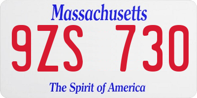 MA license plate 9ZS730