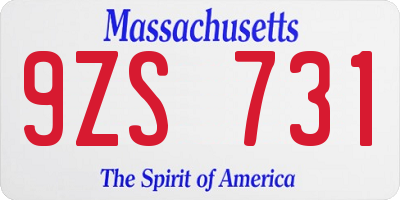 MA license plate 9ZS731