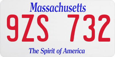 MA license plate 9ZS732