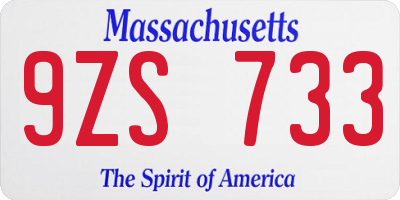 MA license plate 9ZS733