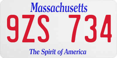 MA license plate 9ZS734