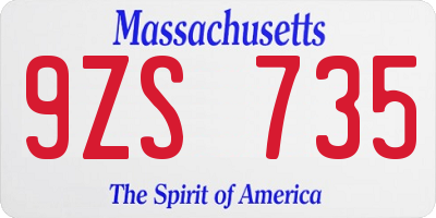 MA license plate 9ZS735