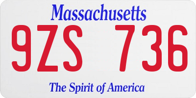 MA license plate 9ZS736