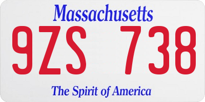 MA license plate 9ZS738