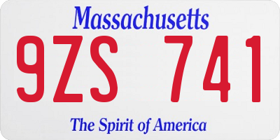 MA license plate 9ZS741