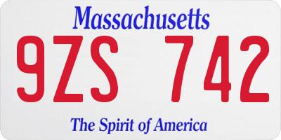 MA license plate 9ZS742