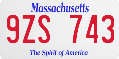 MA license plate 9ZS743