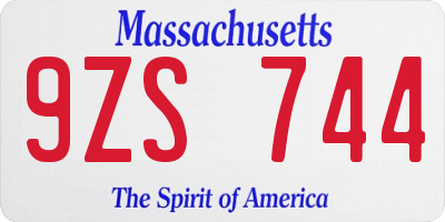 MA license plate 9ZS744