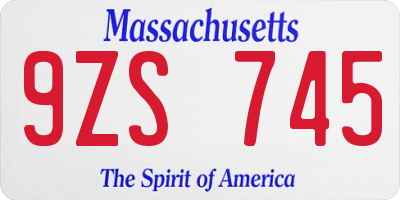 MA license plate 9ZS745