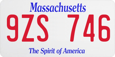 MA license plate 9ZS746
