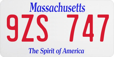 MA license plate 9ZS747
