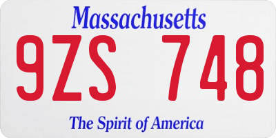 MA license plate 9ZS748