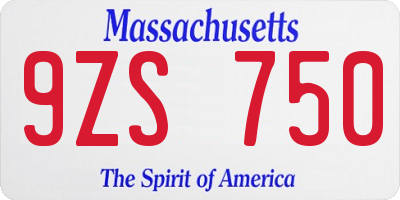 MA license plate 9ZS750