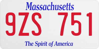 MA license plate 9ZS751