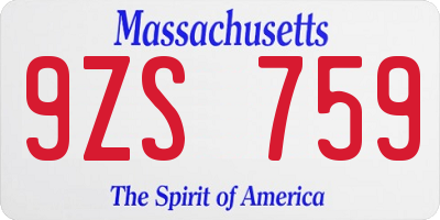 MA license plate 9ZS759