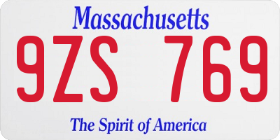 MA license plate 9ZS769