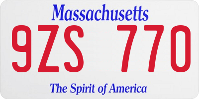 MA license plate 9ZS770