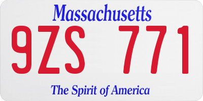 MA license plate 9ZS771