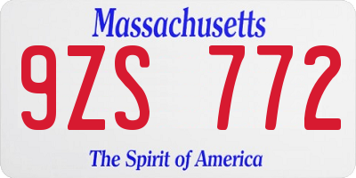 MA license plate 9ZS772