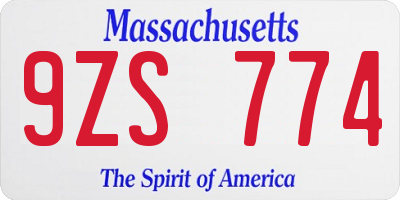 MA license plate 9ZS774