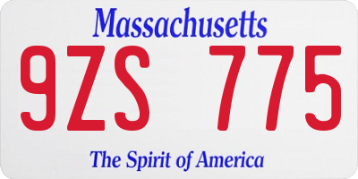 MA license plate 9ZS775