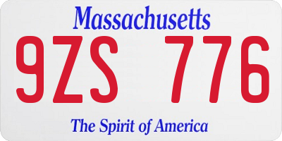 MA license plate 9ZS776