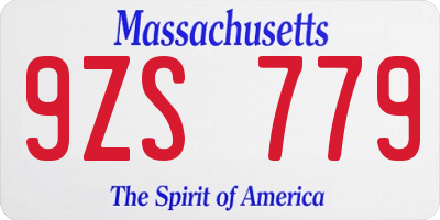MA license plate 9ZS779