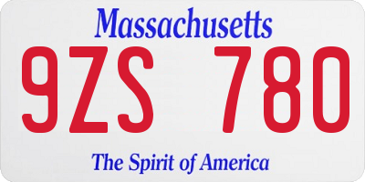 MA license plate 9ZS780