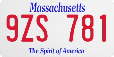 MA license plate 9ZS781