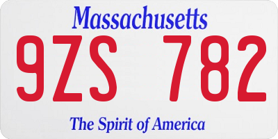 MA license plate 9ZS782