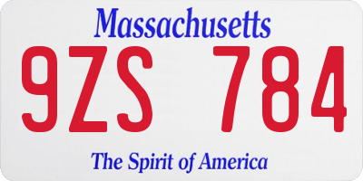 MA license plate 9ZS784