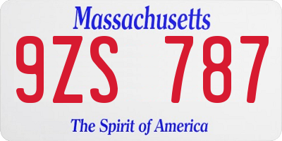 MA license plate 9ZS787