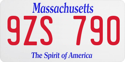 MA license plate 9ZS790