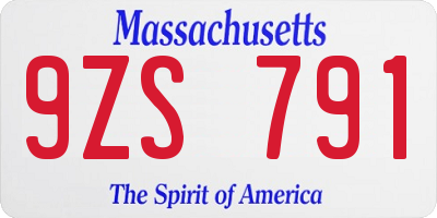 MA license plate 9ZS791