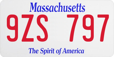 MA license plate 9ZS797