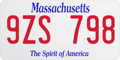 MA license plate 9ZS798