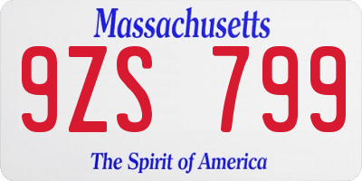 MA license plate 9ZS799