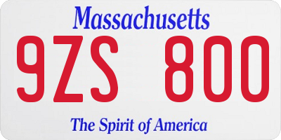 MA license plate 9ZS800