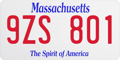 MA license plate 9ZS801