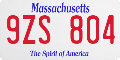 MA license plate 9ZS804