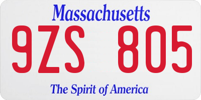 MA license plate 9ZS805