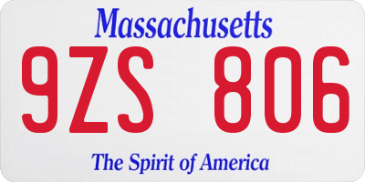 MA license plate 9ZS806