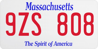 MA license plate 9ZS808