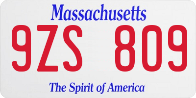 MA license plate 9ZS809