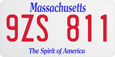 MA license plate 9ZS811