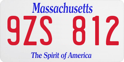 MA license plate 9ZS812